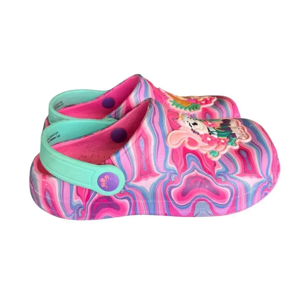 PAW PATROL bright pink purple rubber waterproof flip back slip on girls sz 10